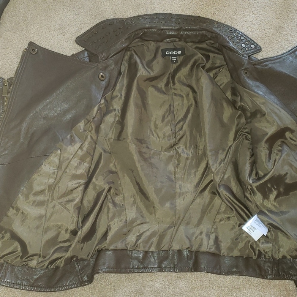 BEBE real leather dark moto jacket size Sm… - Picture 6 of 8